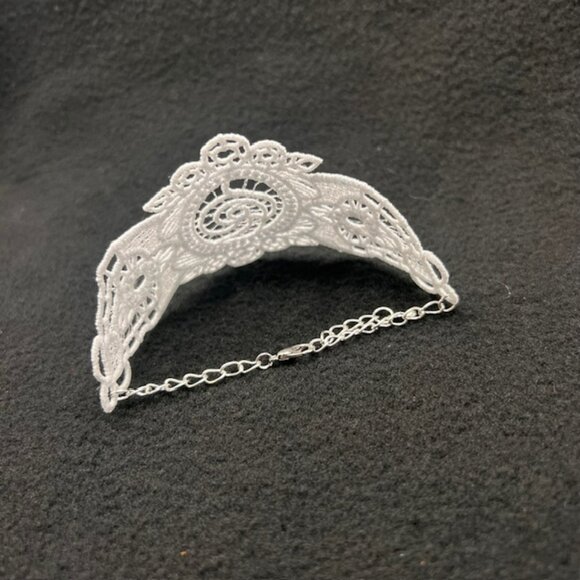 Homemade White Lace Bracelet With Silver Hardware - Picture 6 of 7